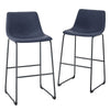 30 Inch Industrial Faux Leather Barstools (Set of 2) - Navy Blue RM302