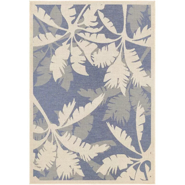 Waddington Floral Indoor / Outdoor Area Rug in Blue/Ivory rectangle 8'6"x13'