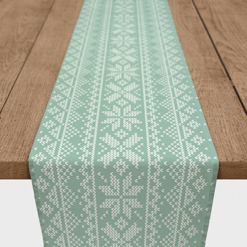 90" L x 16" W Waithman Geometric 100% Cotton Christmas Table Runner, B30-DS130