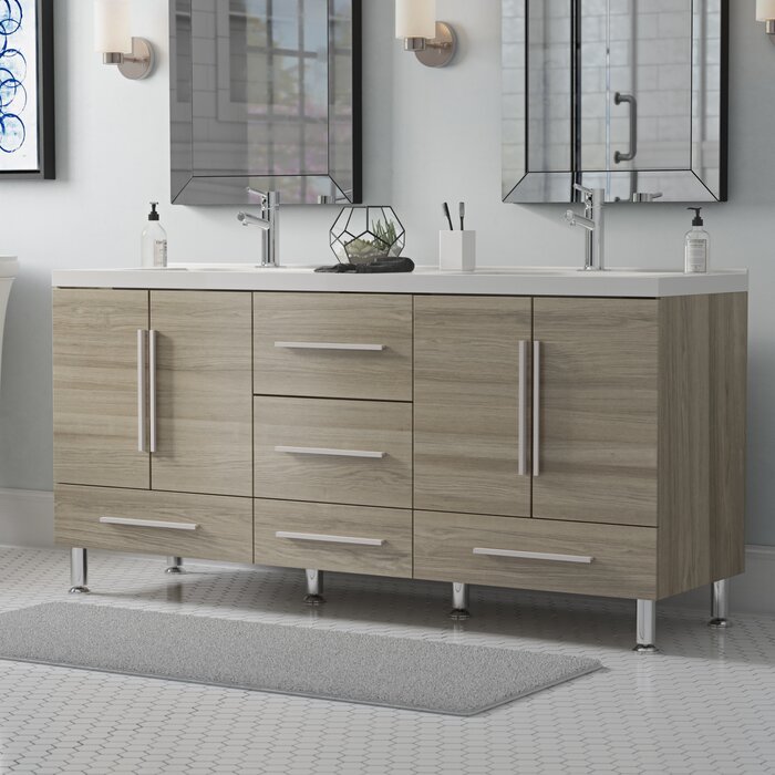 Waldwick 67" Double Bathroom Vanity Set, Gray