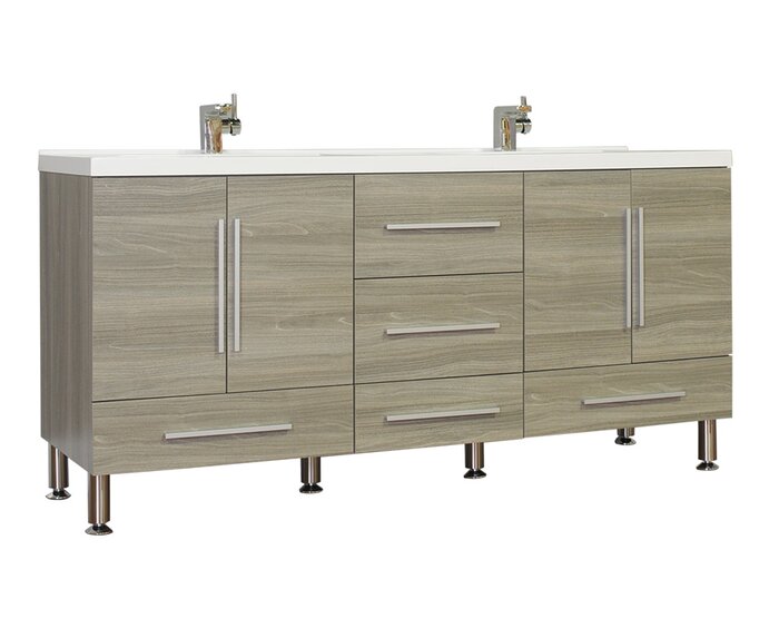 Waldwick 67" Double Bathroom Vanity Set, Gray