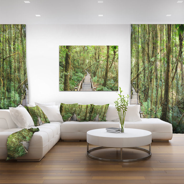 Walk Way In Deep Forest - Wrapped Canvas Photograph, 30" H x 40" W x 1" D