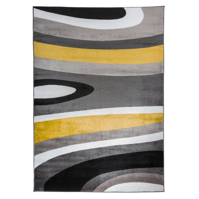 Warford Abstract Area Rug in Yellow, 3'-3'' x 5'