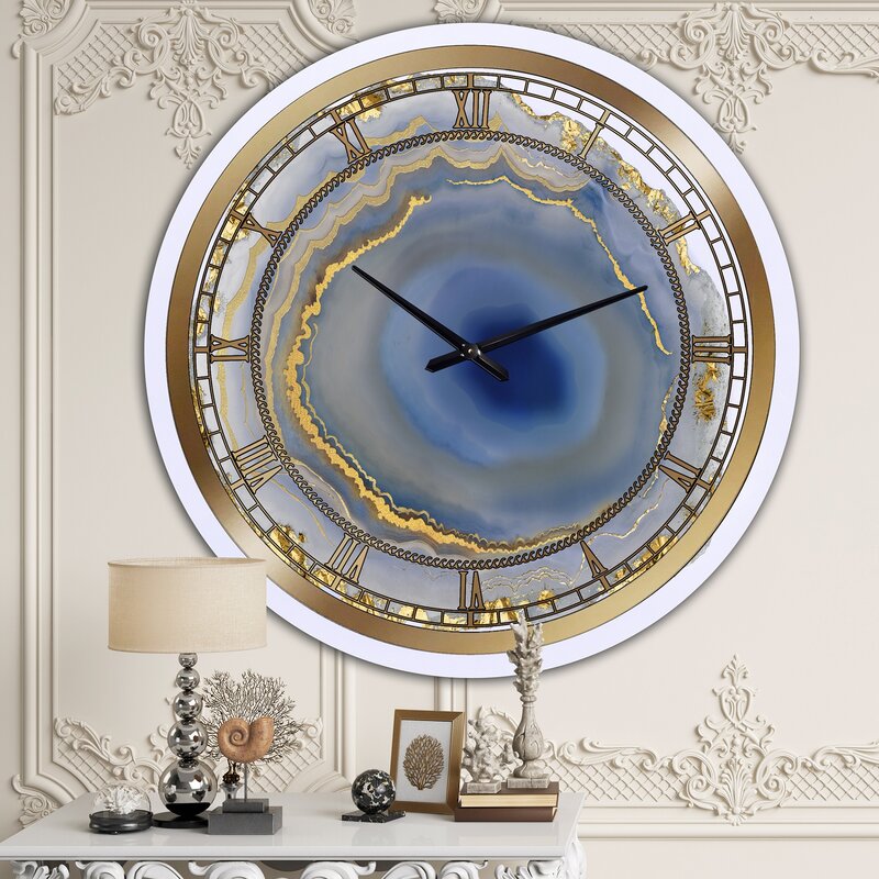 36" H x 36" W x 1" D Water Agate Fashion Wall Clock HB334