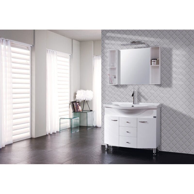 White Water Jet Series 3" x 4" Glass Arabesque Mosaic Tile (15 sq. ft.) HAB328 (4 boxes)