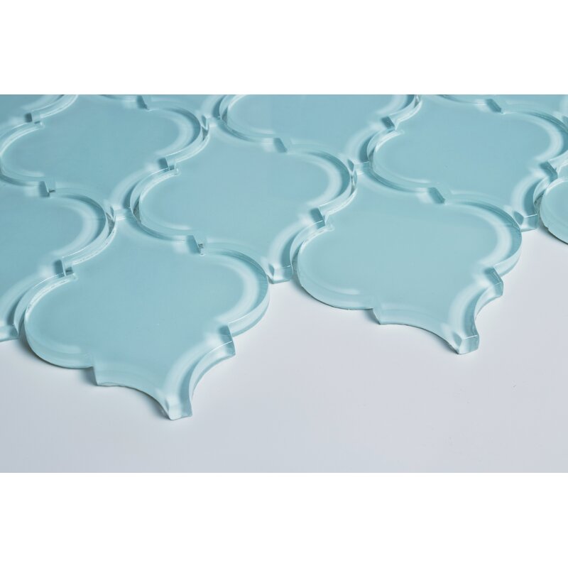 Baby Blue Water Jet Series 3" x 4" Glass Arabesque Mosaic Tile (Set of 5)ts403