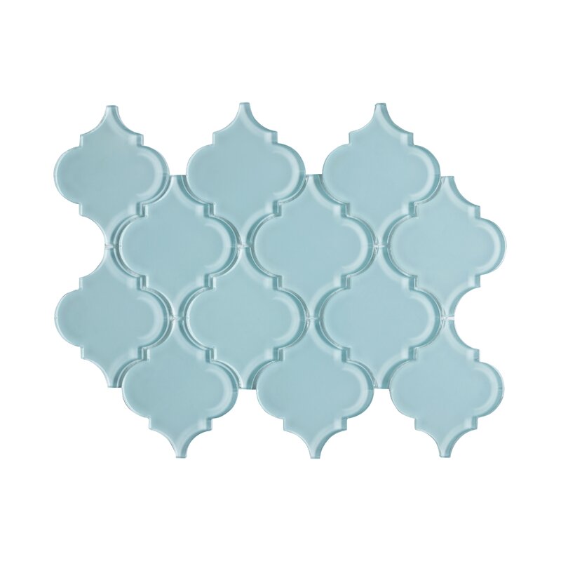 Baby Blue Water Jet Series 3" x 4" Glass Arabesque Mosaic Tile (Set of 3) VB491
