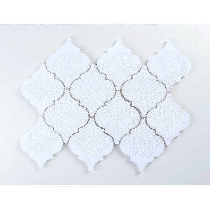 Baby Blue Water Jet Series 3" x 4" Glass Arabesque Mosaic Tile (Set of 5)ts403