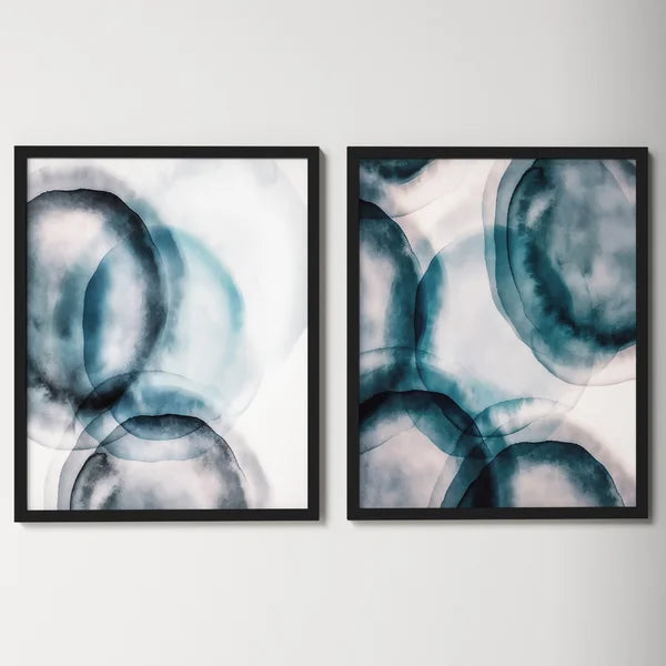 26.25" H x 44.5" W x 0.88" D Watercolor Dots Duo by Amy Lighthall - 2 Piece Picture Frame Painting Set