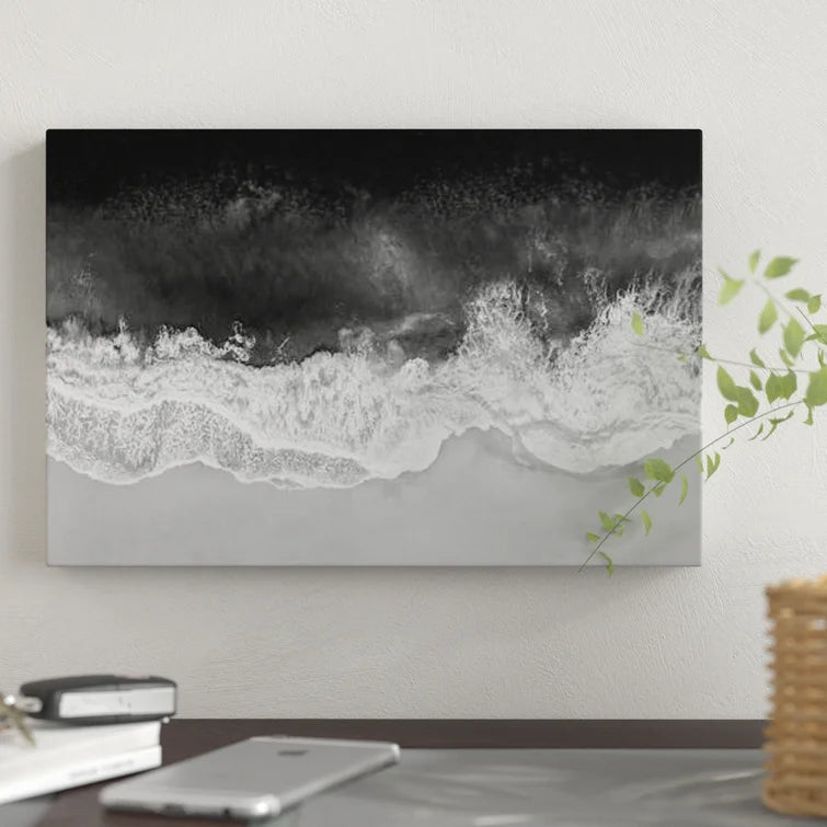 40" H x 60" W x 1.5" D Waves In Black And White by Maggie Olsen - Gallery-Wrapped Canvas Giclée on Canvas