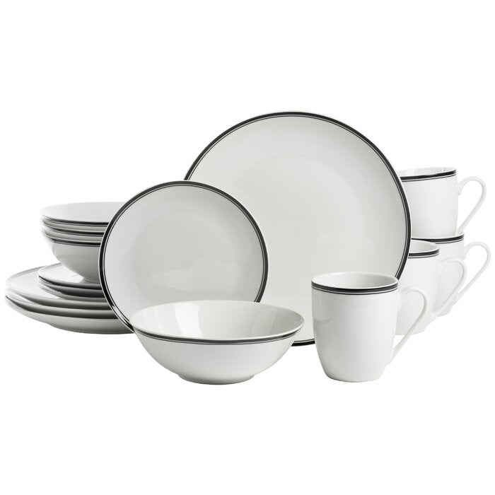 Black 16 Piece Dinnerware Set, Service for 4