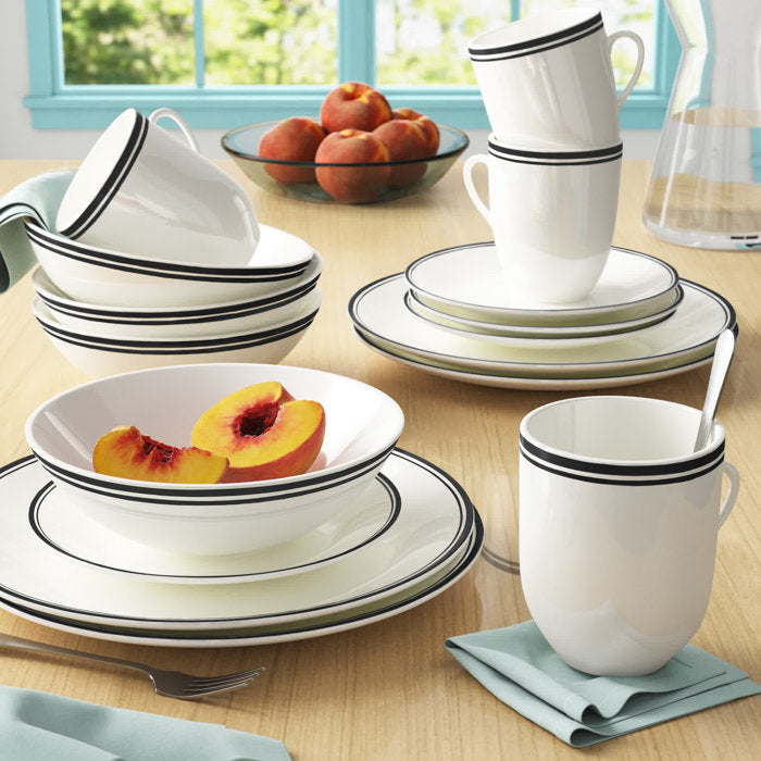 Black 16 Piece Dinnerware Set, Service for 4
