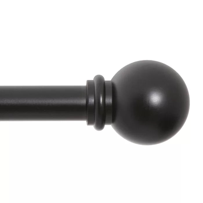 28" - 48" Black Adjustable 0.63" Single Curtain Rod, (Set of 7)