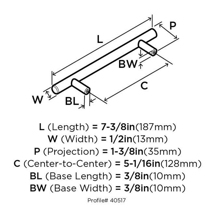 Wayfair Basics® Angelica 5 1/16" Center to Center Bar Pull, Set of 10