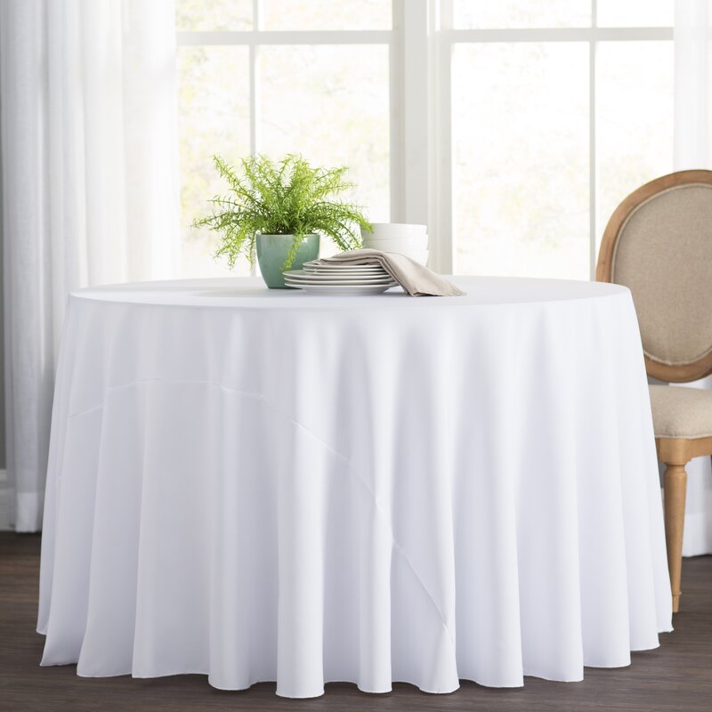 White Polyester 51" Round Tablecloth #HA1074