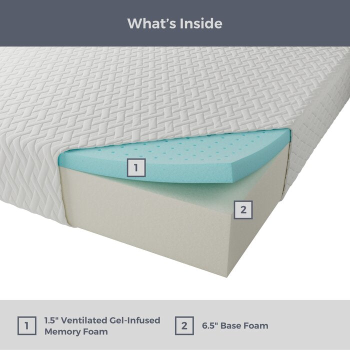 8" Firm Gel Memory Foam Mattress, Queen