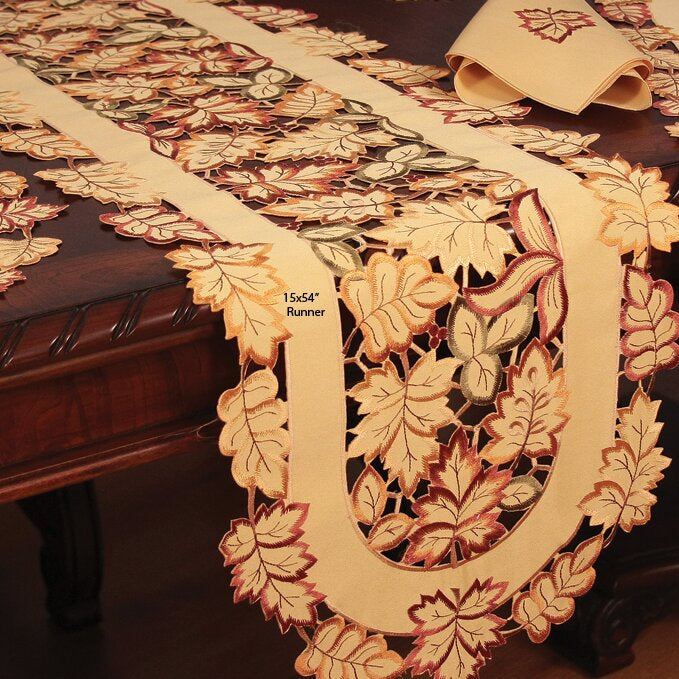 70" L x 15" W Wendling Embroidered Cutwork Table Runner