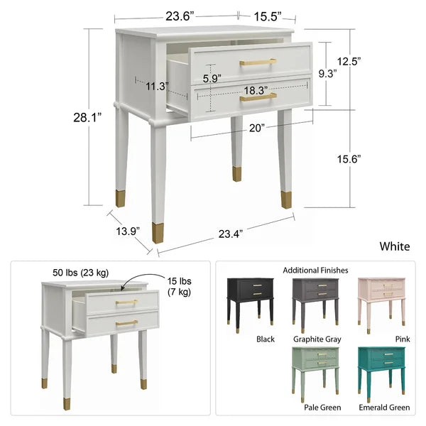 White Westerleigh 28.1'' Tall 1 - Drawer Nightstand