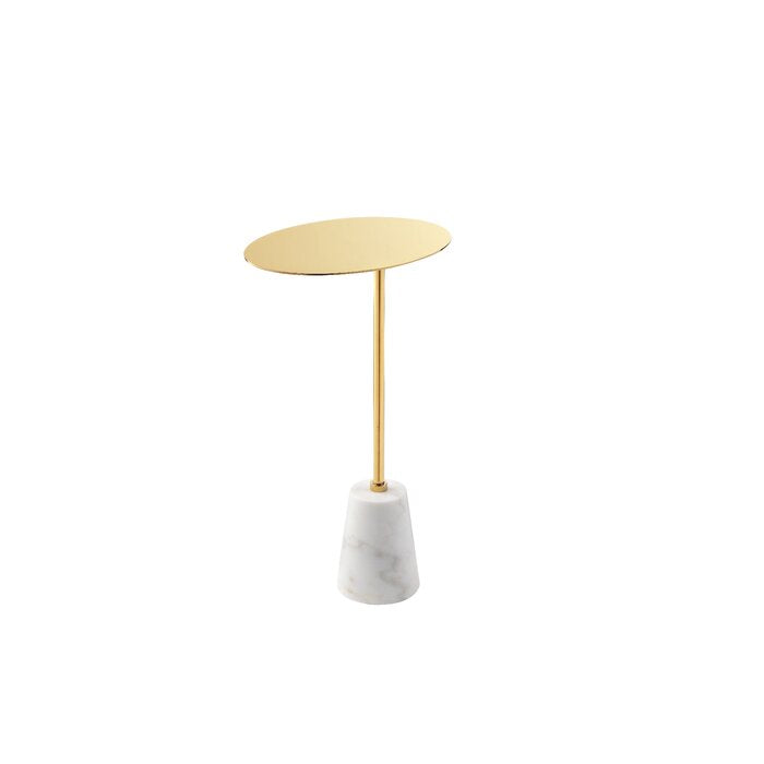 Weweantic Block End Table, White/Gold (#K2745)