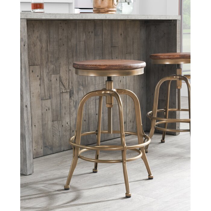 Bronze Solid Wood Adjustable Height Side Table/Stool