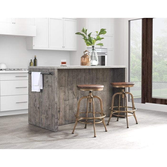 Bronze Solid Wood Adjustable Height Side Table/Stool