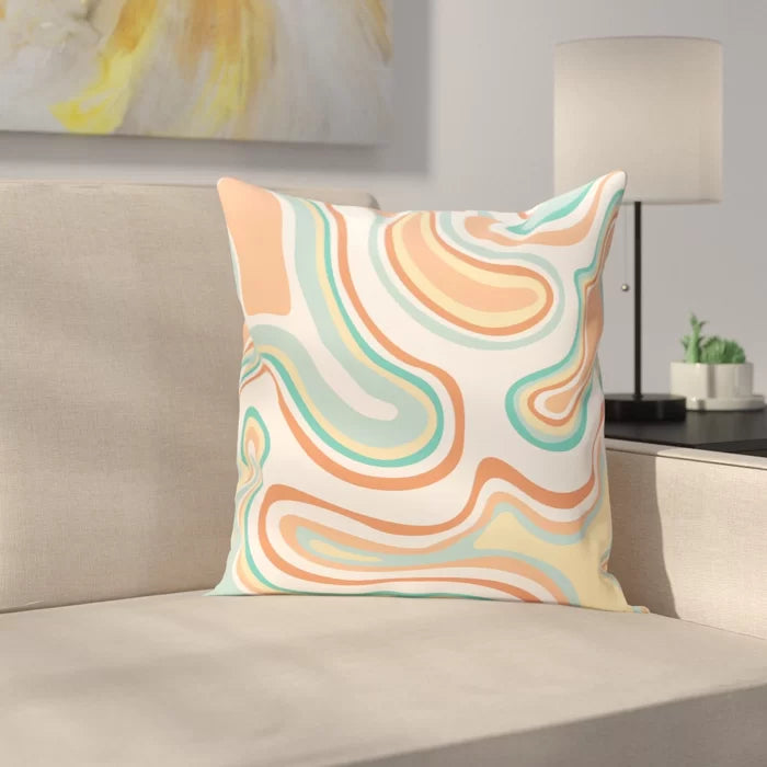 16" H x 16" W Peach Whitbeck Agate Outdoor Square Pillow Cover & Insert, (Set of 2)