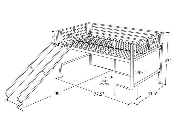 Whitbeck Bed with Slide, White - Twin (#K5875)