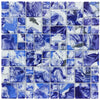 Modular Translucent Random Sized Glass Mosaic Tile in Glossy Blue/White K7171 (25 boxes)