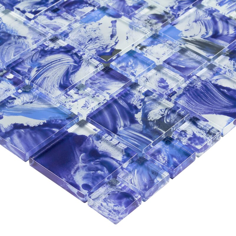 Modular Translucent Random Sized Glass Mosaic Tile in Glossy Blue/White K7171 (25 boxes)