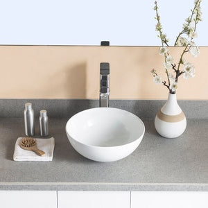 White Ceramic Circular Vessel Bathroom Sink