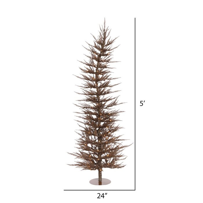 5' Mocha Artificial Christmas Tree with 100 Clear/White Lights (#K5568)
