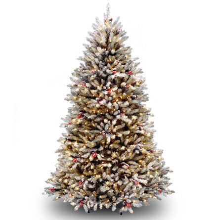 6.5' H Dunhill Fir Green/White Christmas Tree with Clear/White Lights