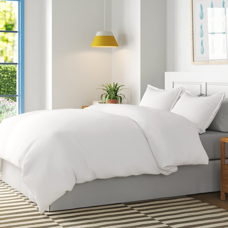 White Microfiber Duvet Cover Set FULL/QUEEN B50-HS156