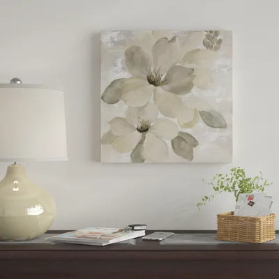 26" H x 26" W x 0.75" D White On White Floral II by Silvia Vassileva - Wrapped Canvas Gallery-Wrapped Canvas Giclée