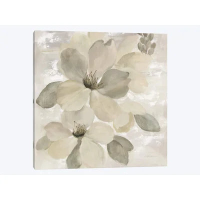 26" H x 26" W x 0.75" D White On White Floral II by Silvia Vassileva - Wrapped Canvas Gallery-Wrapped Canvas Giclée