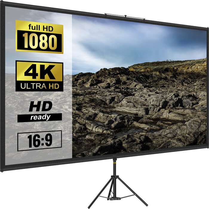 54" H x 96" W White Portable Tripod Projector Screen