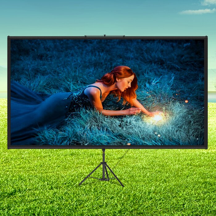 54" H x 96" W White Portable Tripod Projector Screen