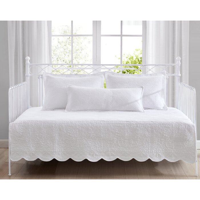 White Quilted Daybed Cover Set 4 Piece, Twin