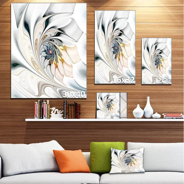 White Stained Glass Art - Print 40 x 30 x 1.5