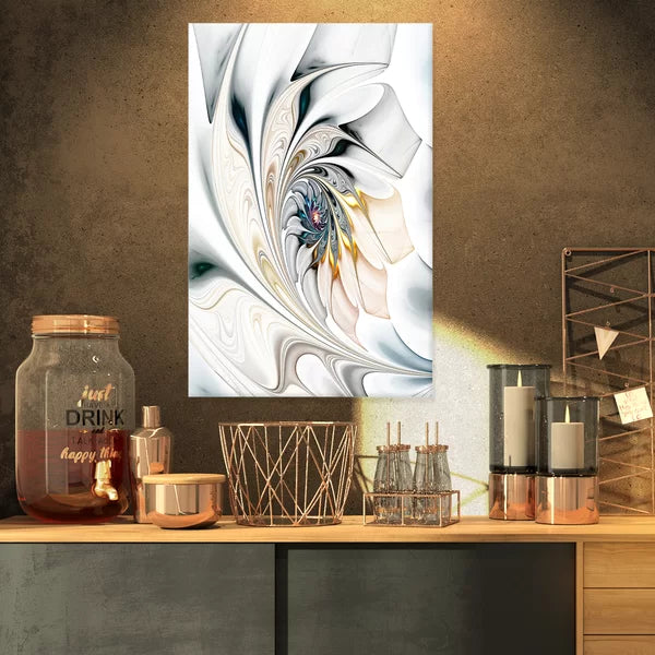 White Stained Glass Art - Print 40 x 30 x 1.5