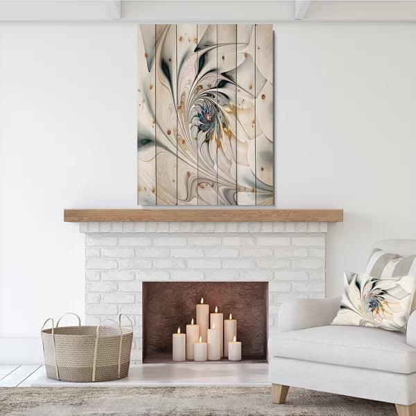 White Stained Glass Art - Print 40 x 30 x 1.5