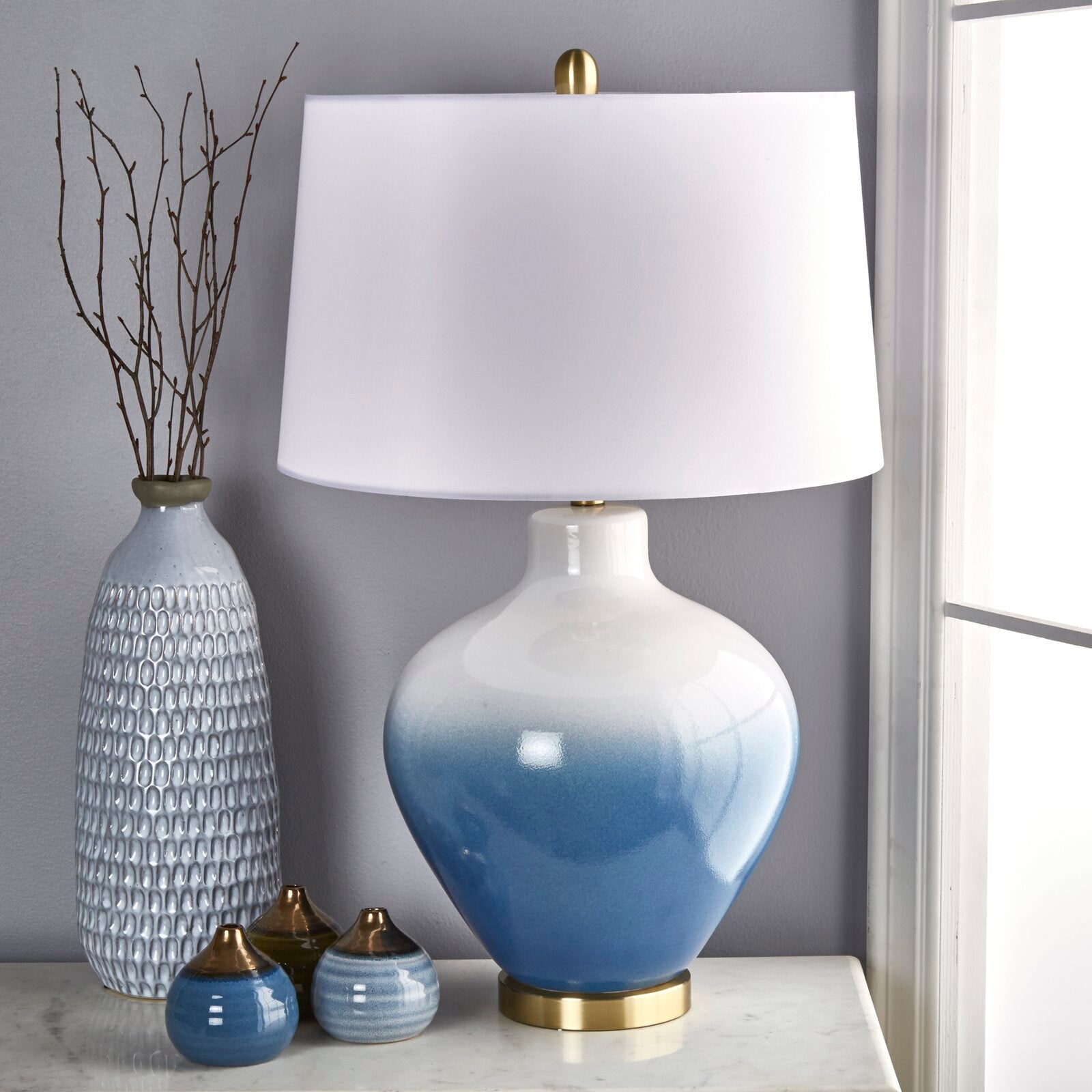 Audrina 30"  Blue/White Table Lamp PC202