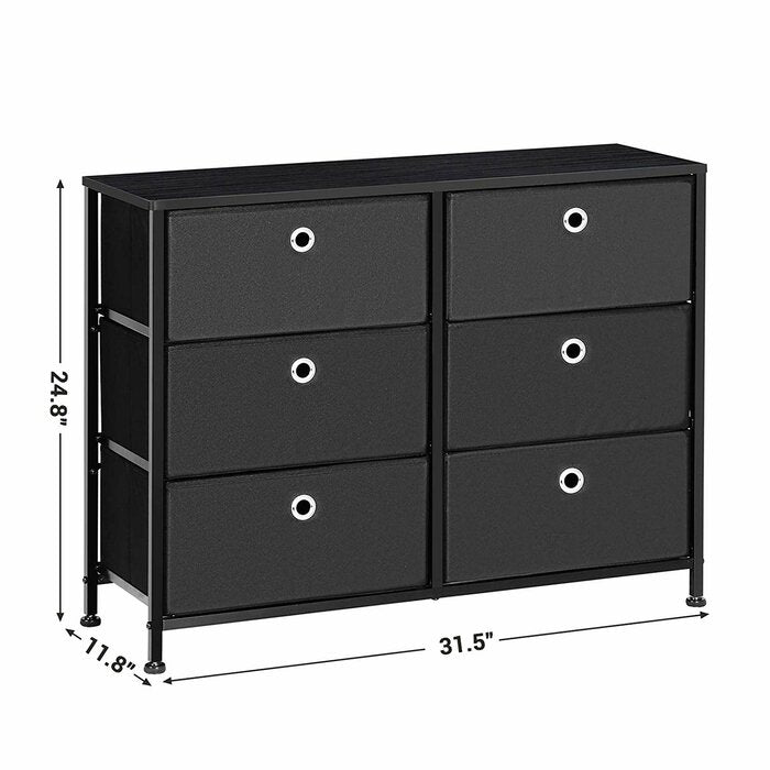 Black Whitestone 6 Drawer Double Dresser #HA384