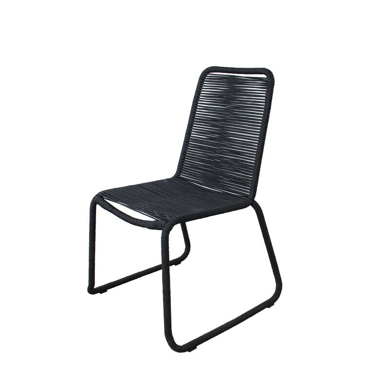 Black Whitner Stacking Patio Dining Side Chair (Set of 2) KB719