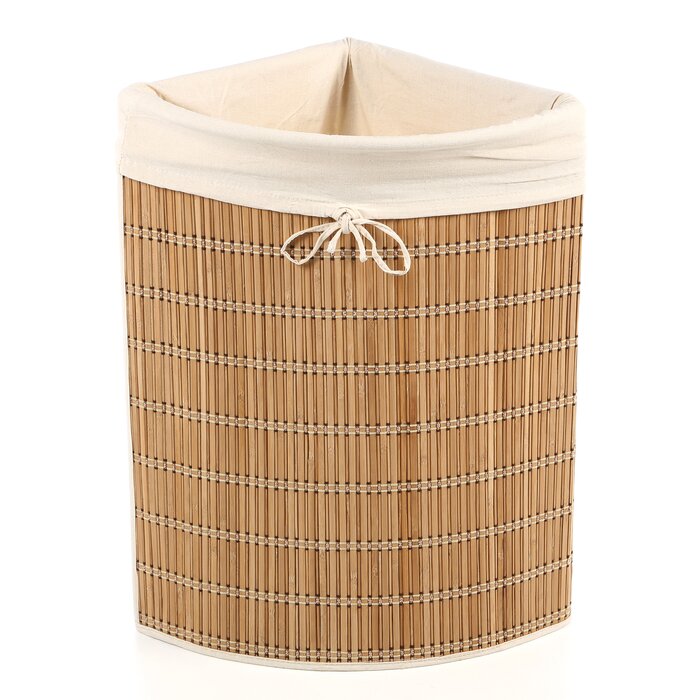 Bamboo Wicker Corner Laundry Hamper LX5276