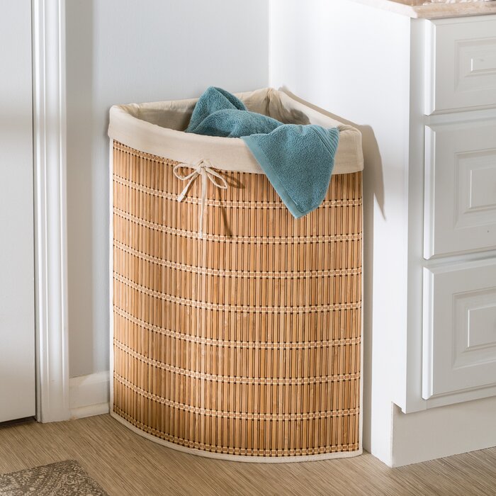 Bamboo Wicker Corner Laundry Hamper LX5276