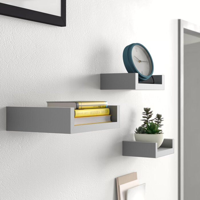 Wickes 3 Piece Floating Shelf Set, Gray (#K2729)