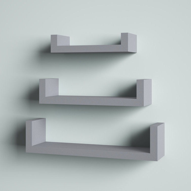 Gray Wickes 3 Piece Floating Shelf