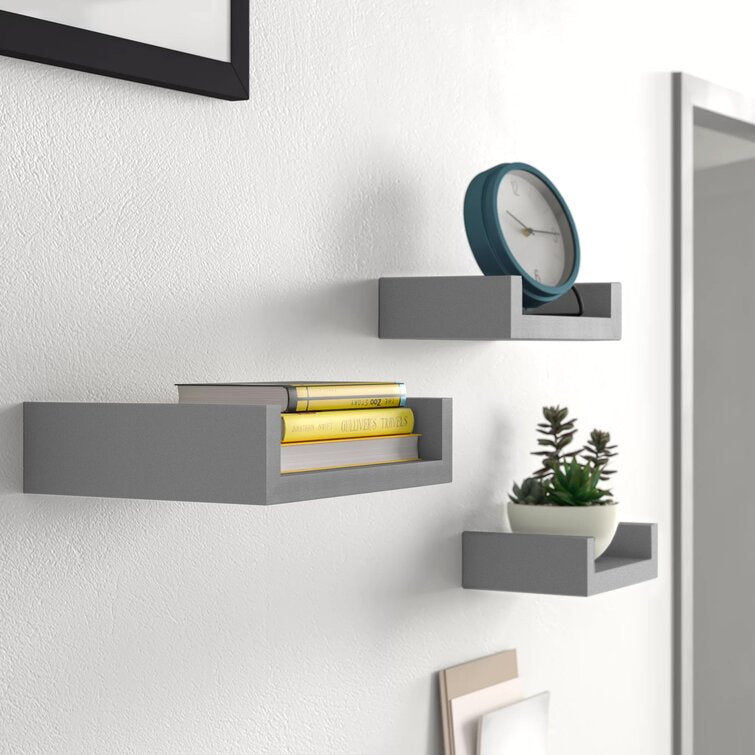 Gray Wickes 3 Piece Floating Shelf