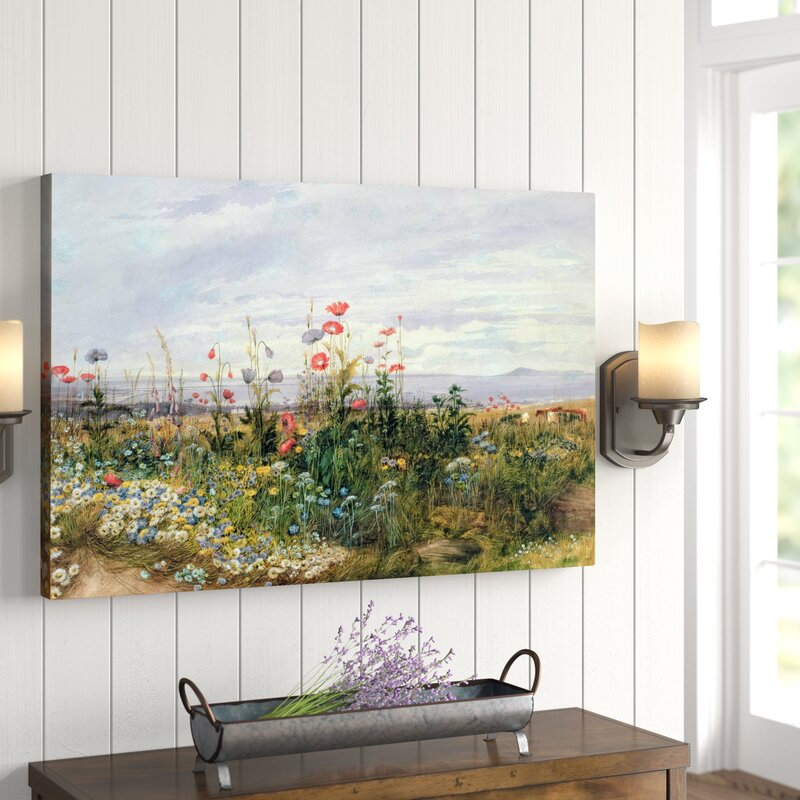 Wildflowers With A View Of Dublin Dunleary by Mark Adlington - Print on Canvas 12"x18"x2"